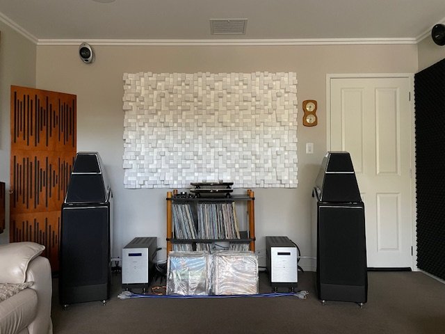 Hi-Fi System - Mono Block Amps & Speakers view from listening chair..jpg